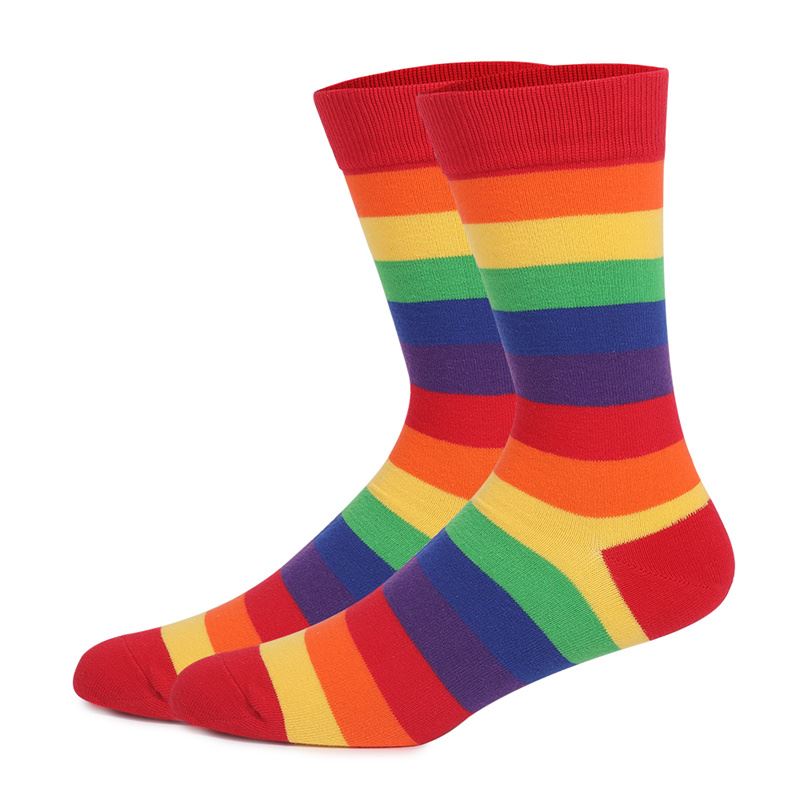 Kvinder Crew Socks Regnbuestribede Sokker